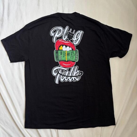 Plug talk american apparel black graphic tee shirt men’s XL money lips 420 - Picture 1 of 5